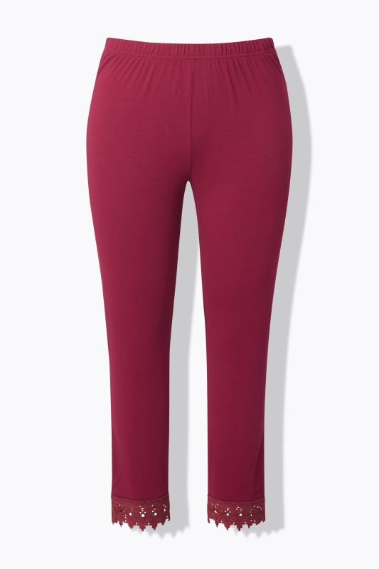 Legging 7/8. Bas de jambe en dentelle. Coton bio