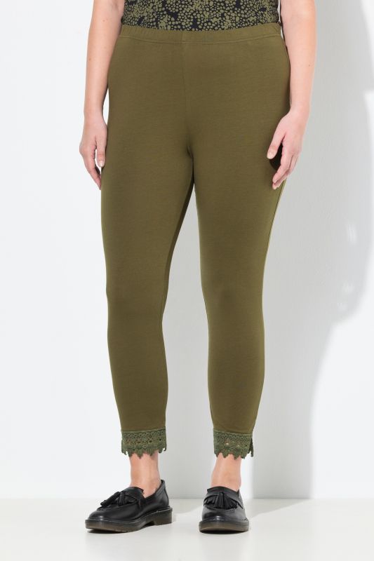 Legging 7/8. Bas de jambe en dentelle. Coton bio