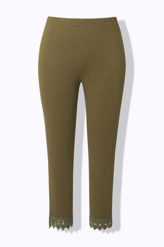Legging 7/8. Bas de jambe en dentelle. Coton bio