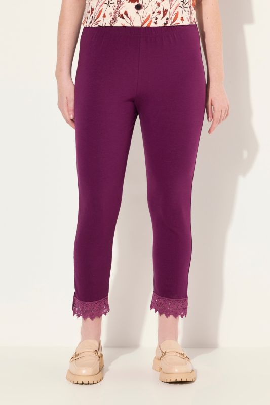 Legging 7/8. Bas de jambe en dentelle. Coton bio