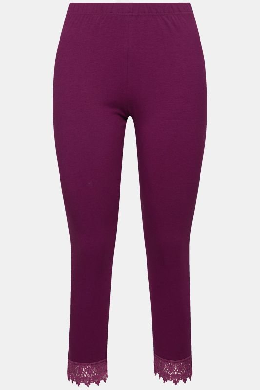 Legging 7/8. Bas de jambe en dentelle. Coton bio