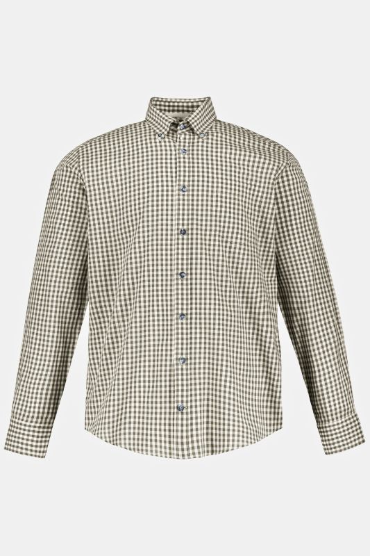 Chemise à carreaux traditionnelle JP 1880, manches longues et col à pointes boutonnées, coupe Modern Fit - jusqu'au 8 XL