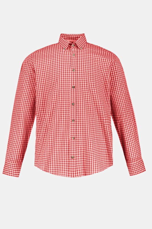 Chemise à carreaux traditionnelle JP 1880, manches longues et col à pointes boutonnées, coupe Modern Fit - jusqu'au 8 XL