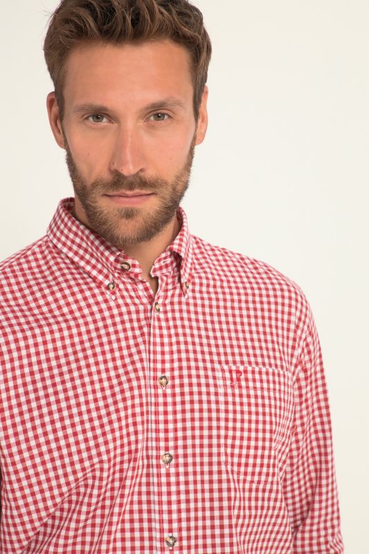 Chemise à carreaux traditionnelle JP 1880, manches longues et col à pointes boutonnées, coupe Modern Fit - jusqu'au 8 XL