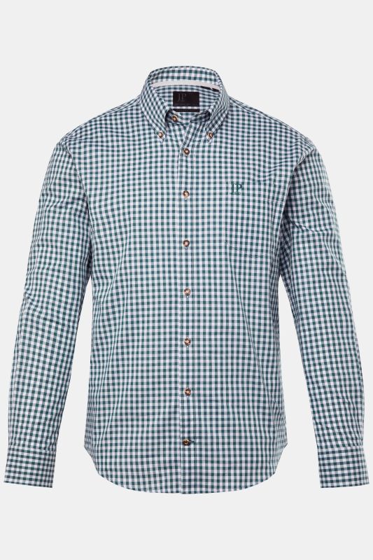 Chemise à carreaux traditionnelle JP 1880, manches longues et col à pointes boutonnées, coupe Modern Fit - jusqu'au 8 XL