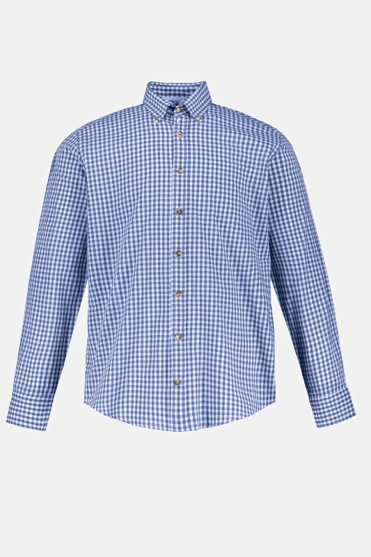 Chemise à carreaux traditionnelle JP 1880, manches longues et col à pointes boutonnées, coupe Modern Fit - jusqu'au 8 XL