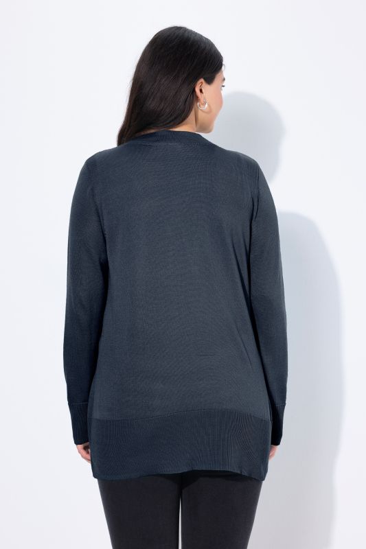 Cardigan en maille fine, encolure en V et patte de boutonnage