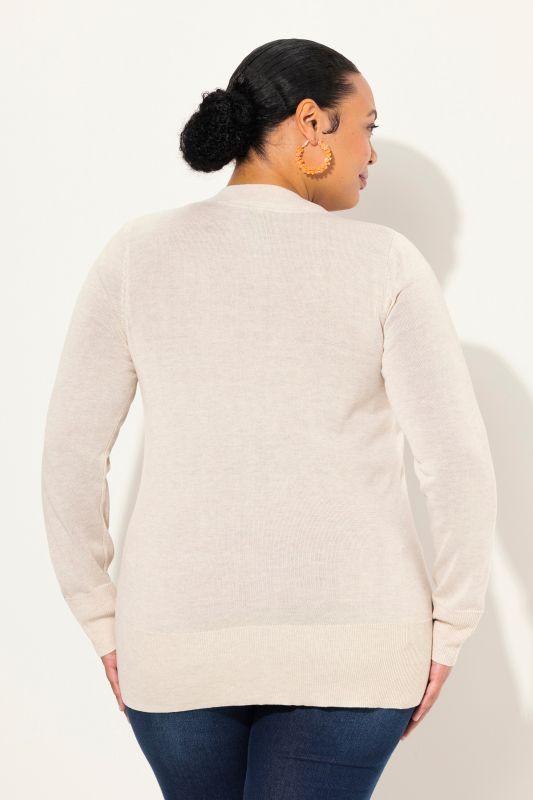 Cardigan en maille fine, encolure en V et patte de boutonnage