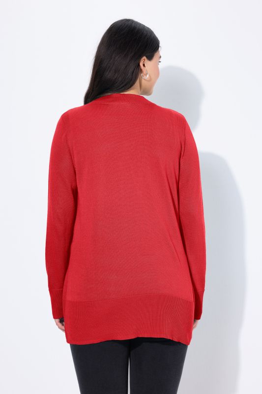 Cardigan en maille fine, encolure en V et patte de boutonnage
