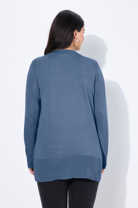Cardigan en maille fine, encolure en V et patte de boutonnage