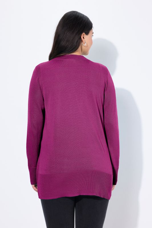Cardigan en maille fine, encolure en V et patte de boutonnage