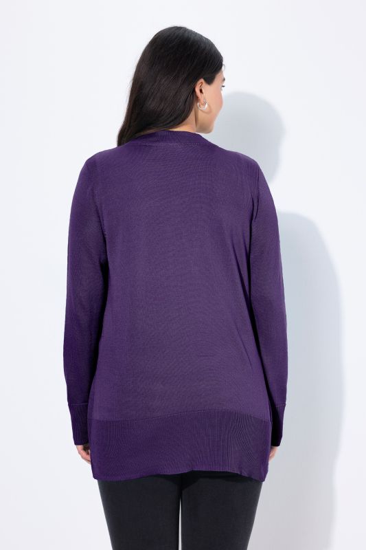 Cardigan en maille fine, encolure en V et patte de boutonnage