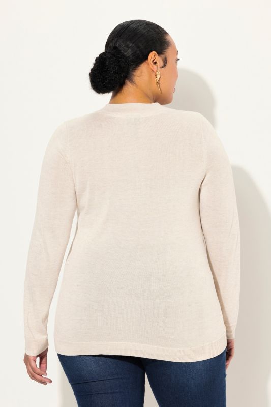 Pull col en V, manches longues, maille fine et douce