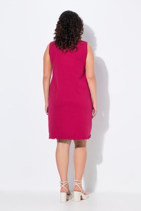 Robe trapèze en coton bio, lisière ondulée, fines côtes