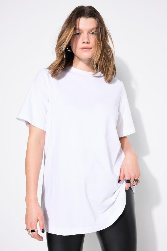T-shirt long à col rond et manches courtes