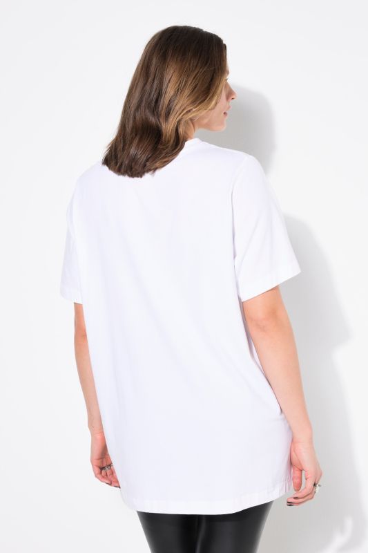 T-shirt long à col rond et manches courtes
