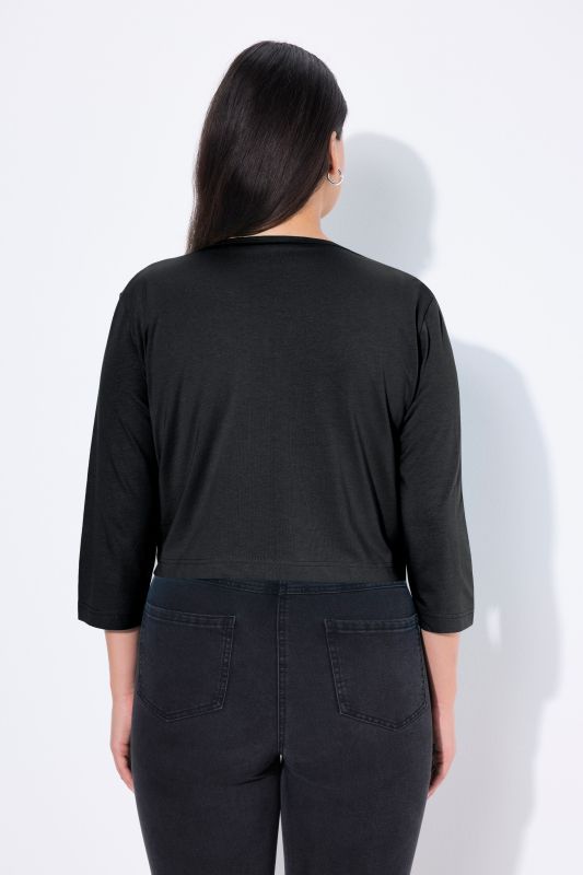 Boléro en jersey noué à la taille. Veste courte à manches 3/4