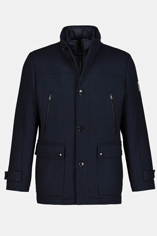 Veste en laine  mélangée déperlante avec empiècement à chevrons et col montant