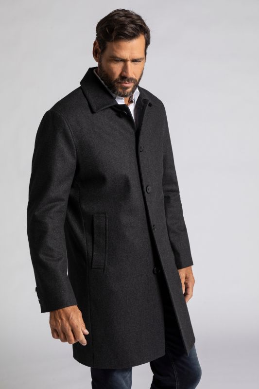 Manteau en laine mélangée déperlante, col de chemise, jusqu'au 8 XL