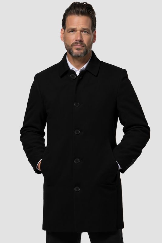 Manteau en laine mélangée déperlante, col de chemise, jusqu'au 8 XL