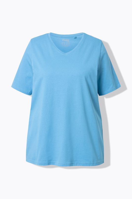T-shirts en coton bio. Col en V et manches courtes. Lot de 2