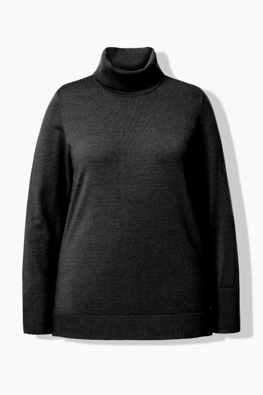 Pull à col roulé, manches longues avec larges bords-côtes