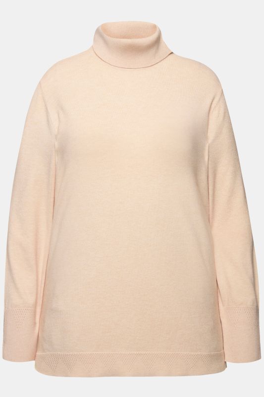 Pull à col roulé, manches longues avec larges bords-côtes