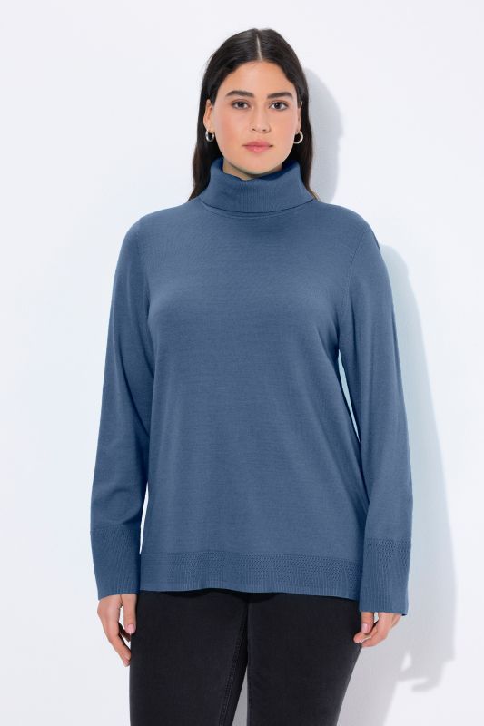 Pull à col roulé, manches longues avec larges bords-côtes