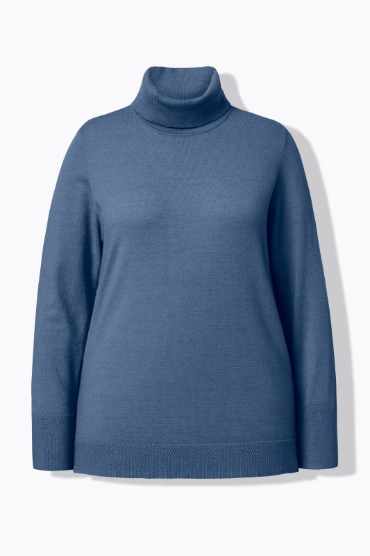 Pull à col roulé, manches longues avec larges bords-côtes