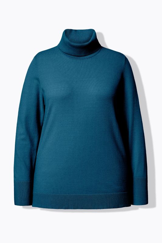 Pull à col roulé, manches longues avec larges bords-côtes
