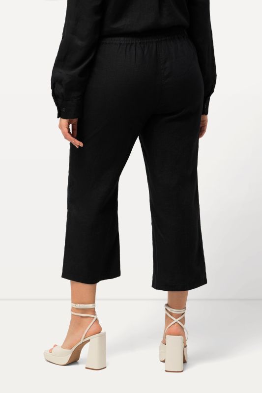 Pantalon 7/8 en lin, naturellement respirant. Taille élastique