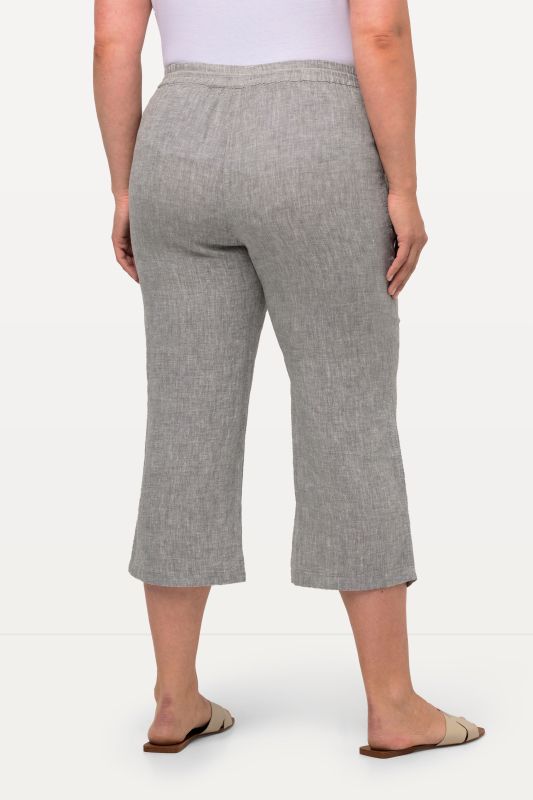 Pantalon 7/8 en lin, naturellement respirant. Taille élastique