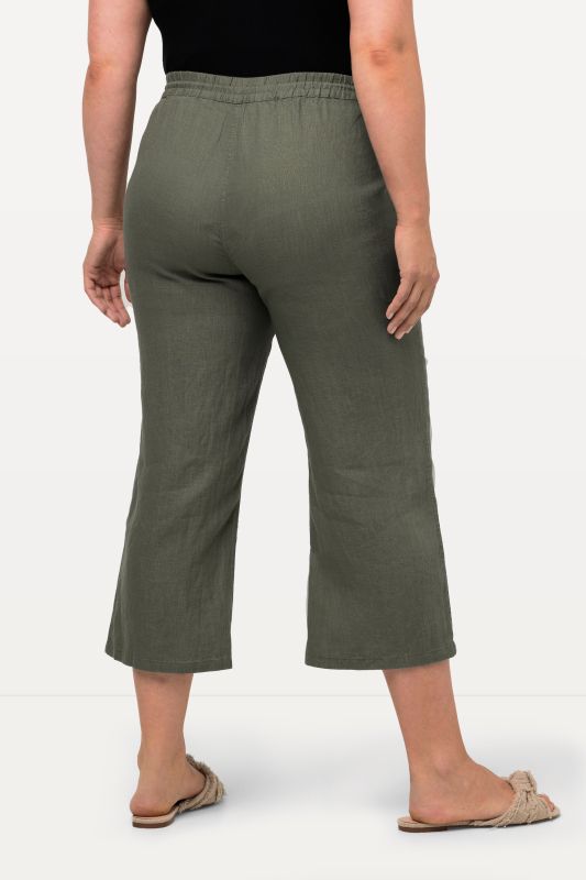 Pantalon 7/8 en lin, naturellement respirant. Taille élastique