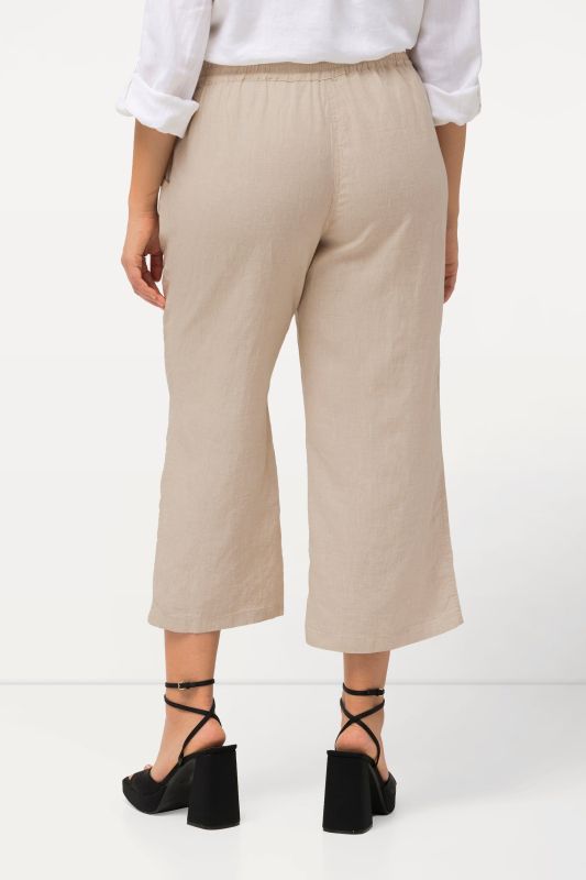 Pantalon 7/8 en lin, naturellement respirant. Taille élastique