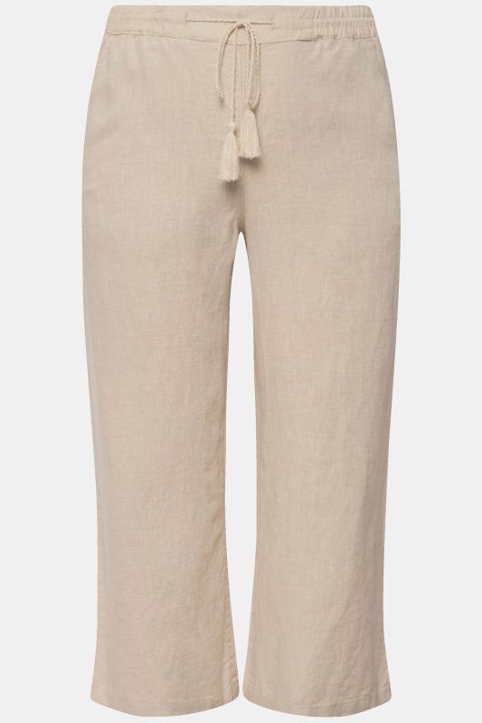 Pantalon 7/8 en lin, naturellement respirant. Taille élastique