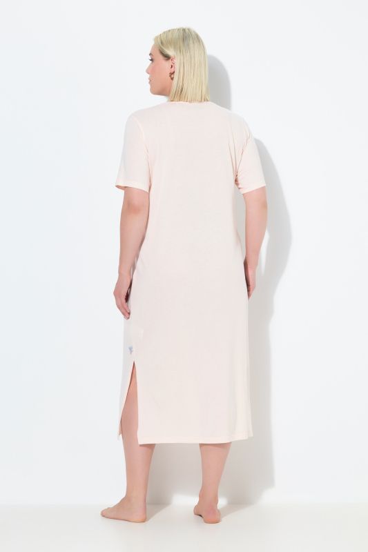 Chemise de nuit en modal mélangé, manches courtes et broderies ajourées