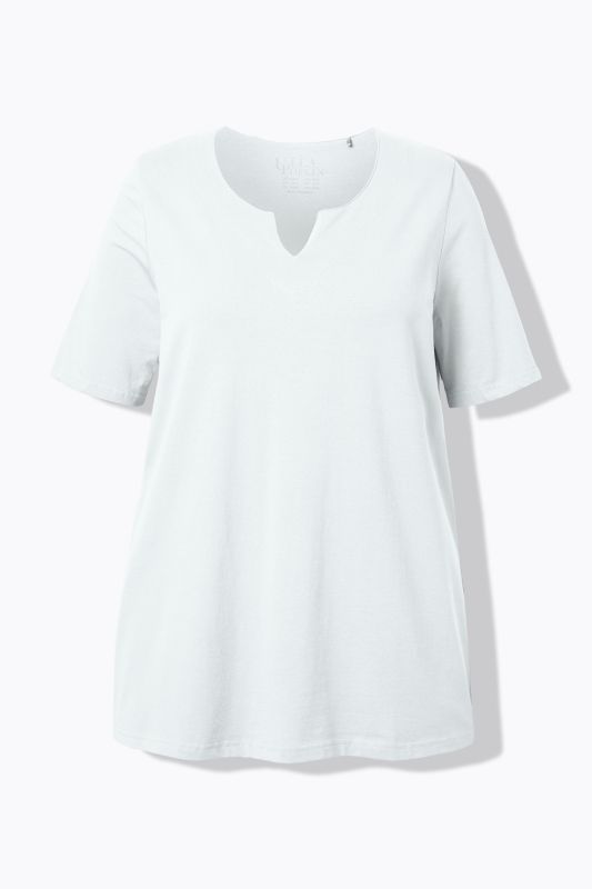T-shirt manches courtes et col tunisien, coupe évasée