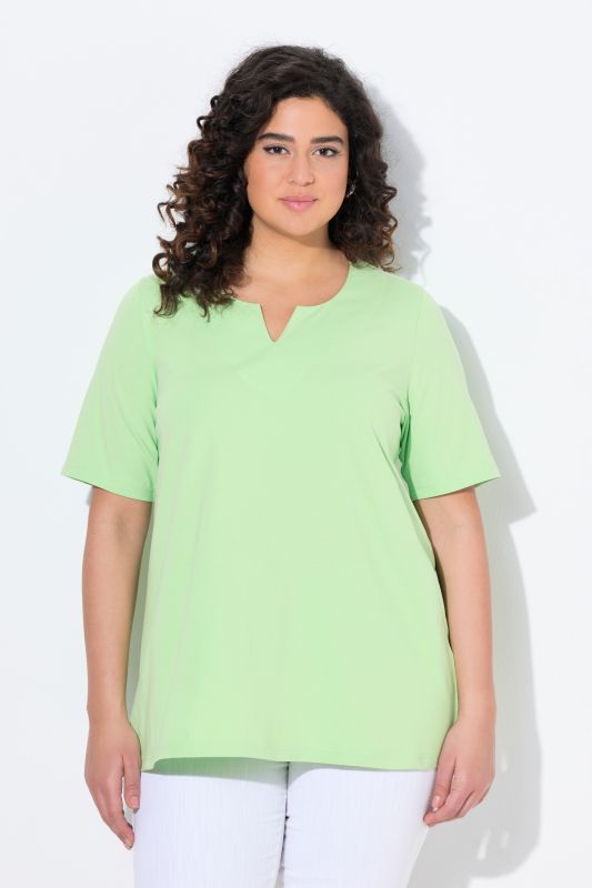 T-shirt manches courtes et col tunisien, coupe évasée