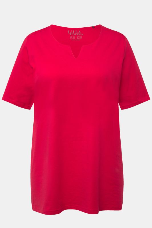 T-shirt manches courtes et col tunisien, coupe évasée