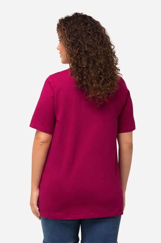 T-shirt manches courtes et col tunisien, coupe évasée