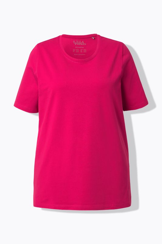 T-shirt en coton bio. Col rond et manches courtes. Coupe évasée