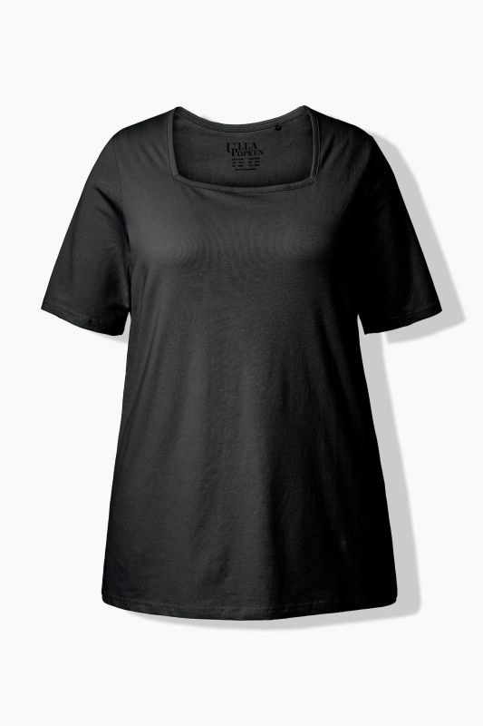 T-shirt à manches courtes et col carré. Coupe évasée