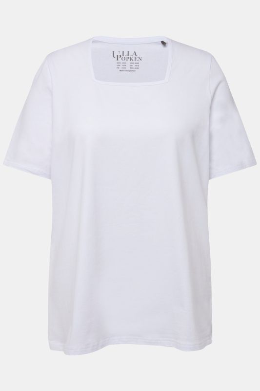 T-shirt à manches courtes et col carré. Coupe évasée