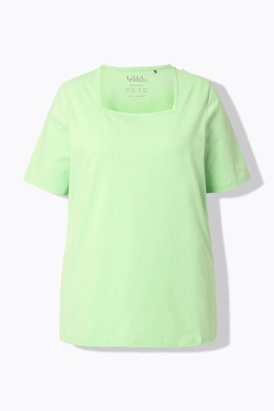 T-shirt à manches courtes et col carré. Coupe évasée