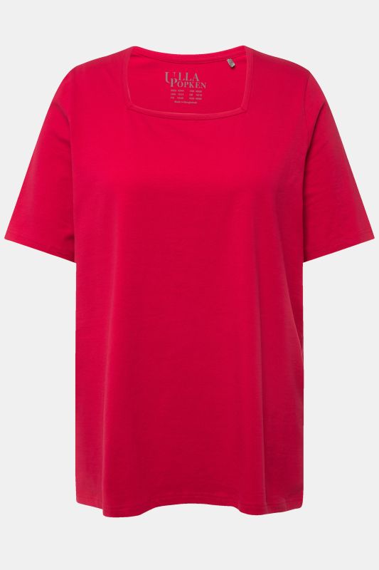 T-shirt à manches courtes et col carré. Coupe évasée