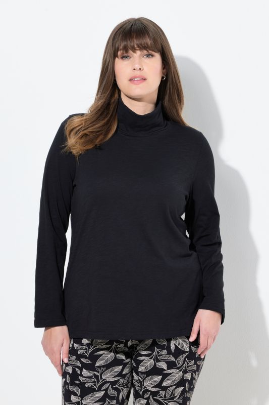 T-shirt en coton bio, manches longues et col roulé - coupe Slim