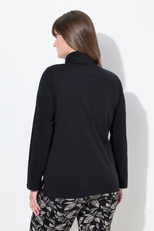 T-shirt en coton bio, manches longues et col roulé - coupe Slim