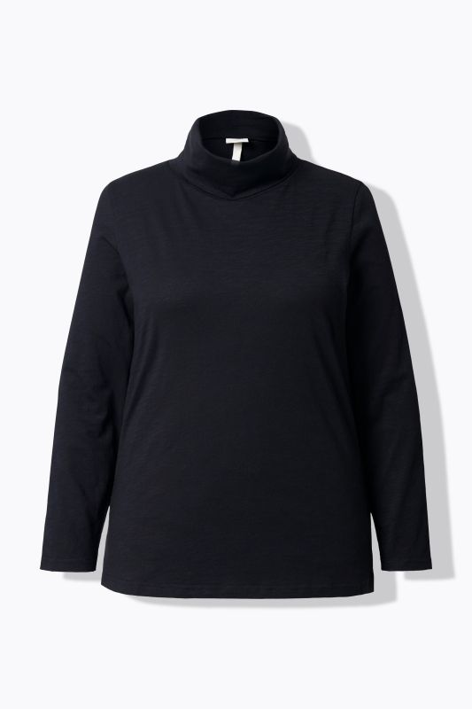 T-shirt en coton bio, manches longues et col roulé - coupe Slim