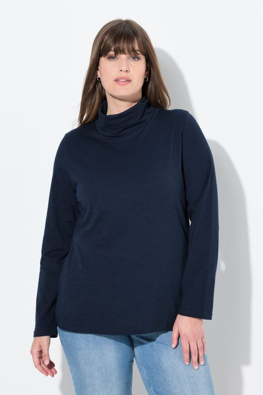T-shirt en coton bio, manches longues et col roulé - coupe Slim