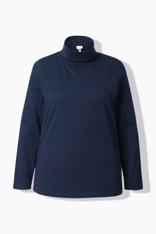 T-shirt en coton bio, manches longues et col roulé - coupe Slim